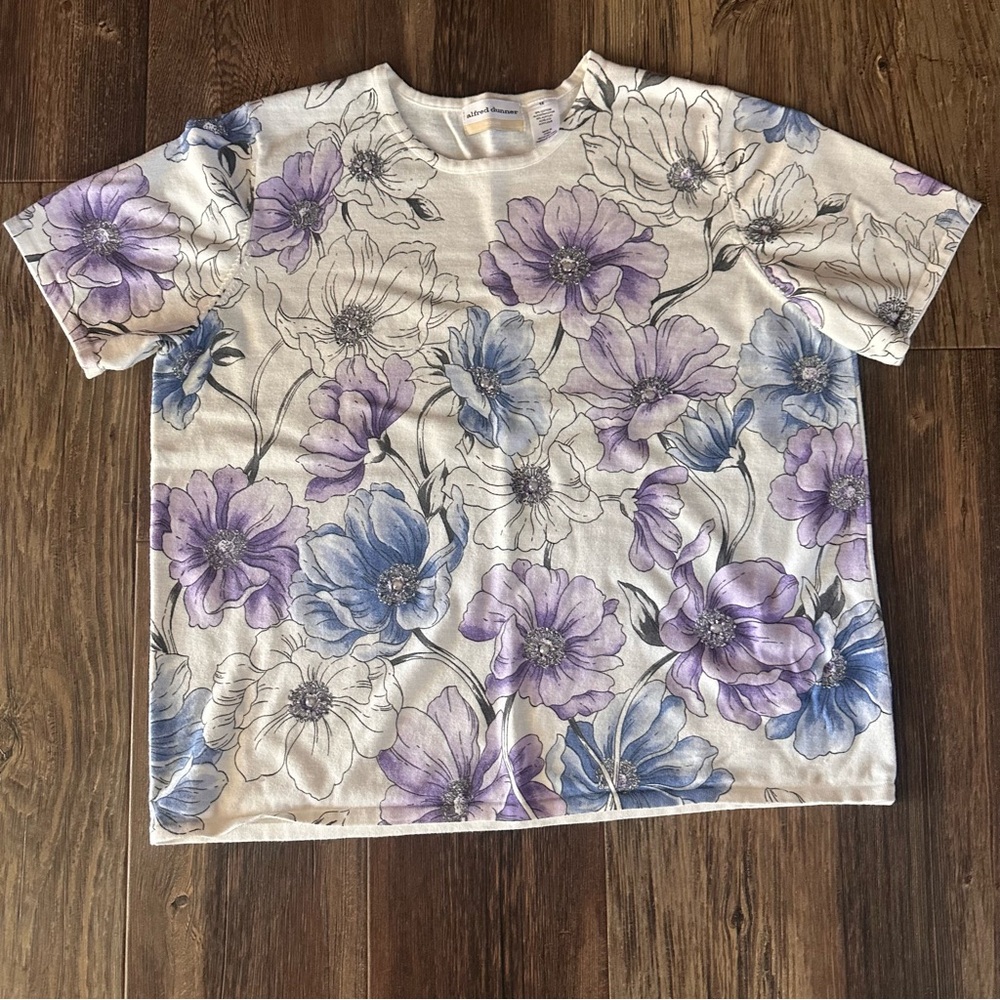 Alfred Dunner floral top with beading women's 1X flowers